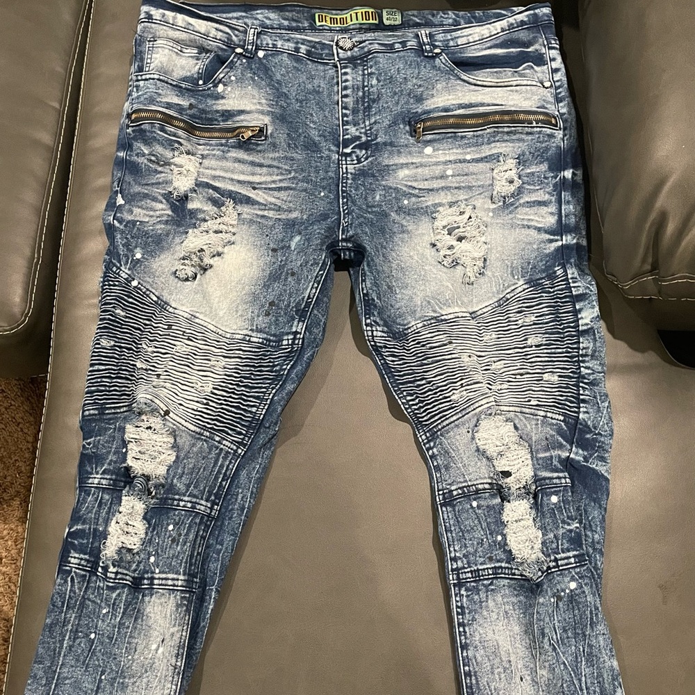Moto paint splatter jeans